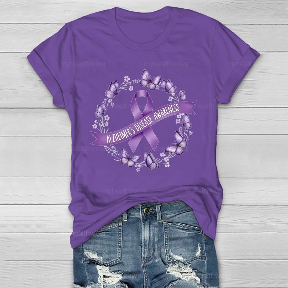 Alzheimer's Disease Awareness Butterfly Healthwear T-shirt