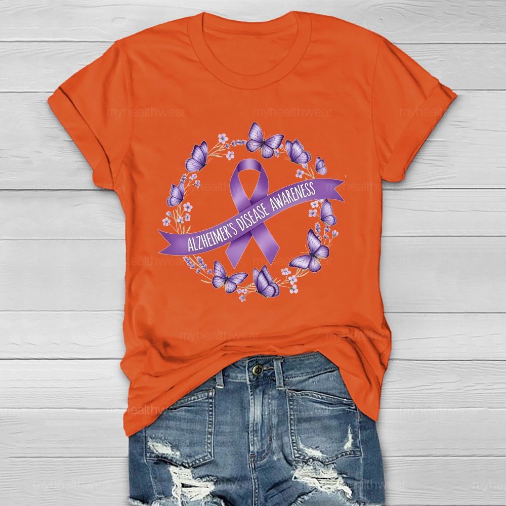 Alzheimer's Disease Awareness Butterfly Healthwear T-shirt