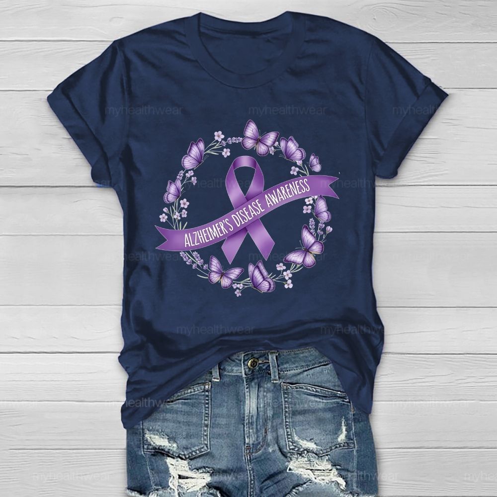 Alzheimer's Disease Awareness Butterfly Healthwear T-shirt
