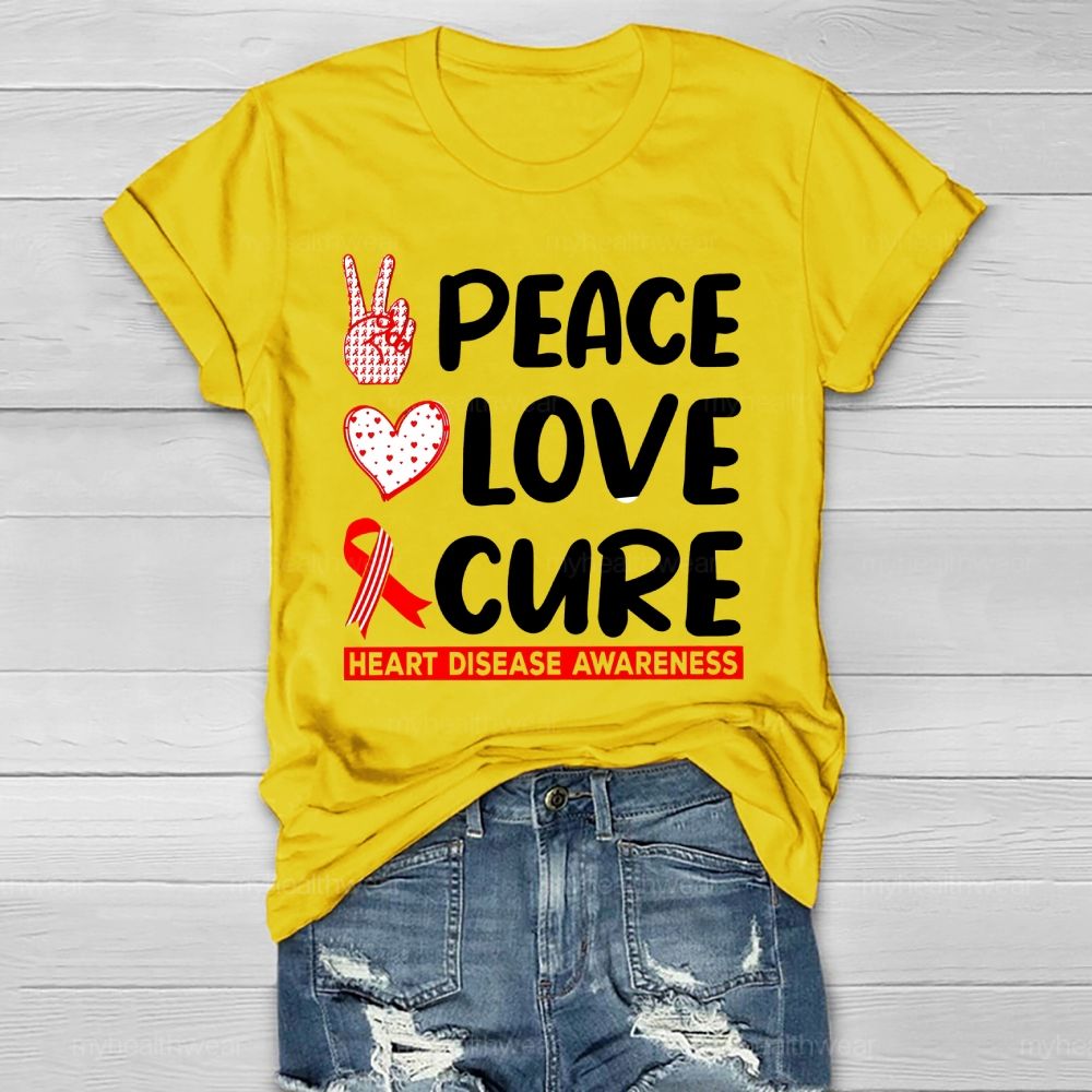 Peace Love Cure Heart Disease Awareness Healthwear T-shirt