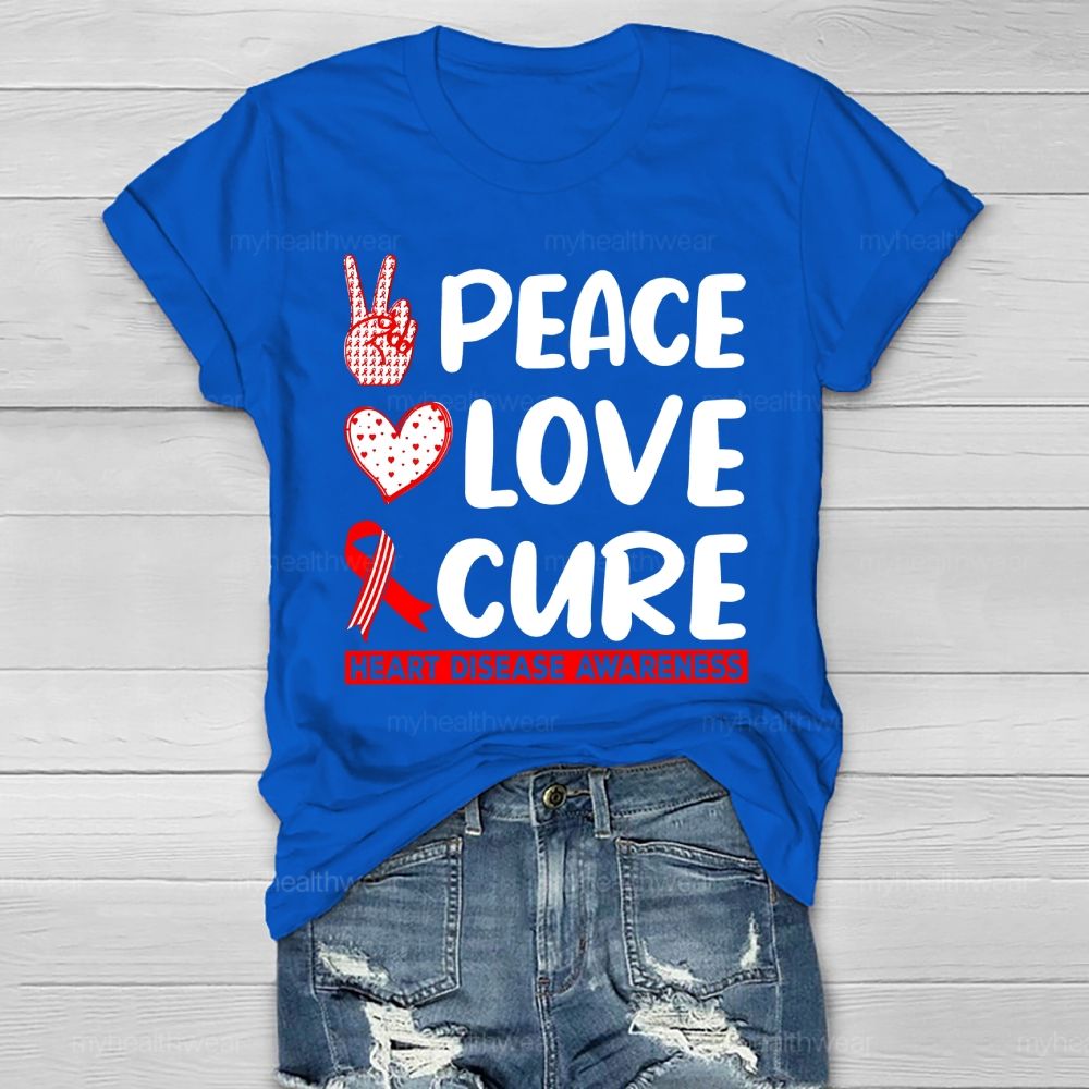 Peace Love Cure Heart Disease Awareness Healthwear T-shirt