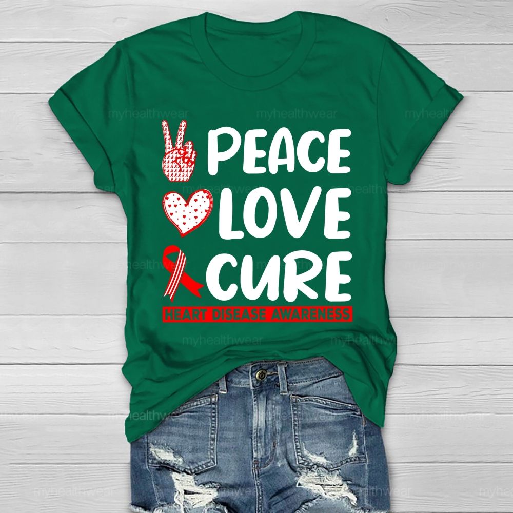 Peace Love Cure Heart Disease Awareness Healthwear T-shirt