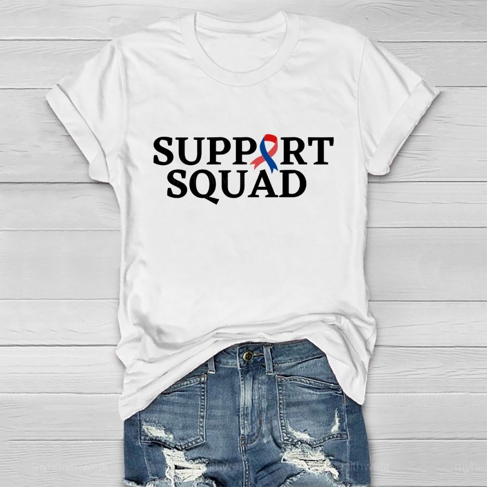 Support Squad Red And Blue Ribbons Healthwear T-shirt