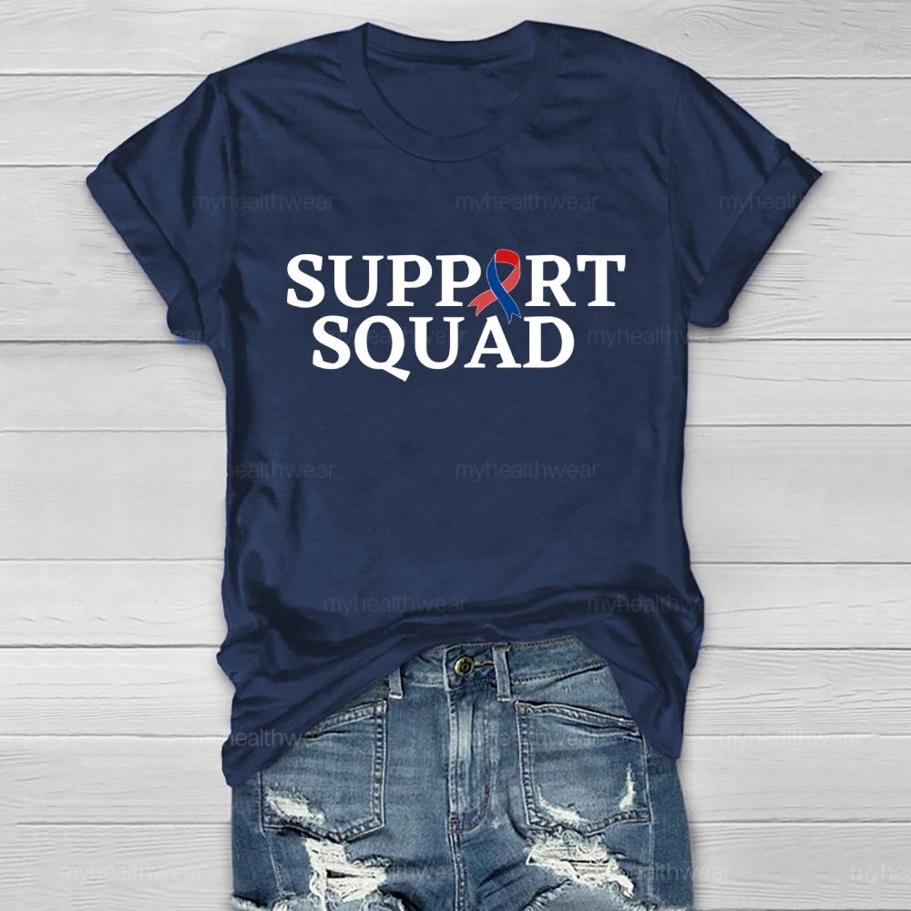 Support Squad Red And Blue Ribbons Healthwear T-shirt