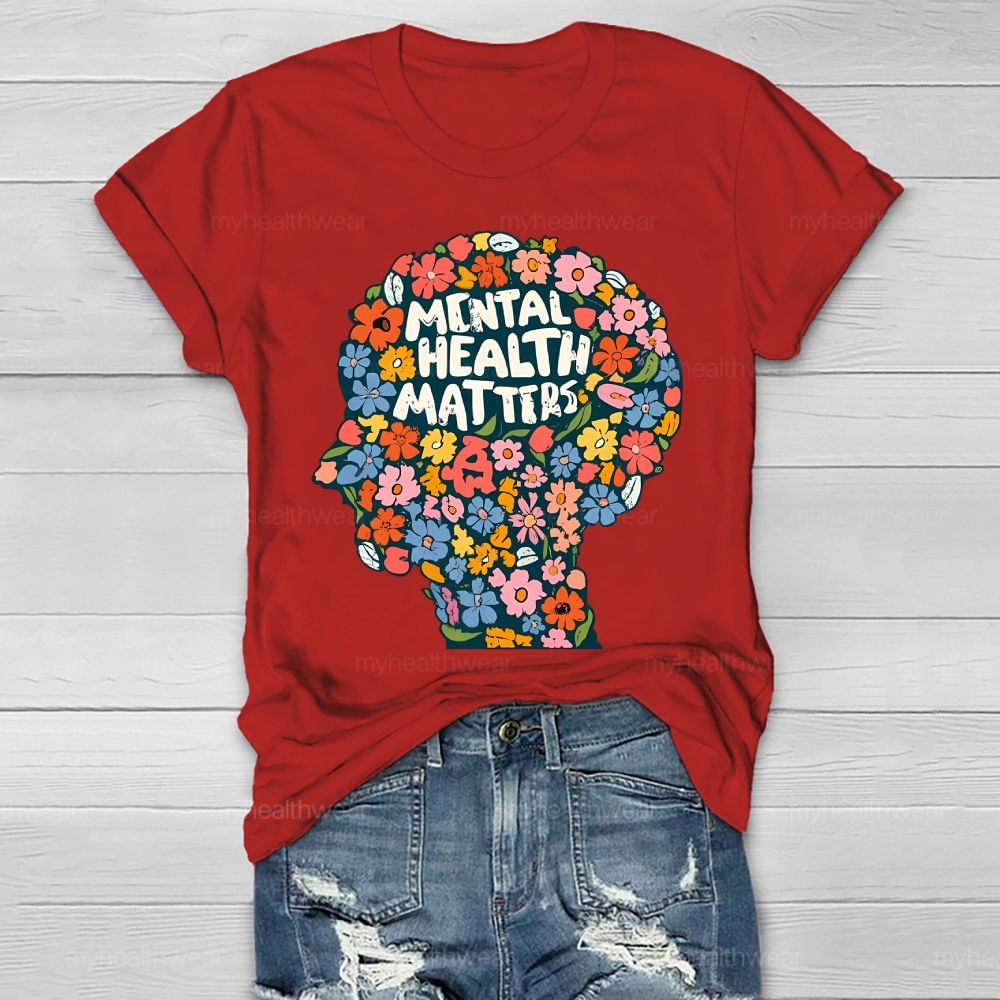 Mental Health Matters Flower Brain Healthwear T-shirt