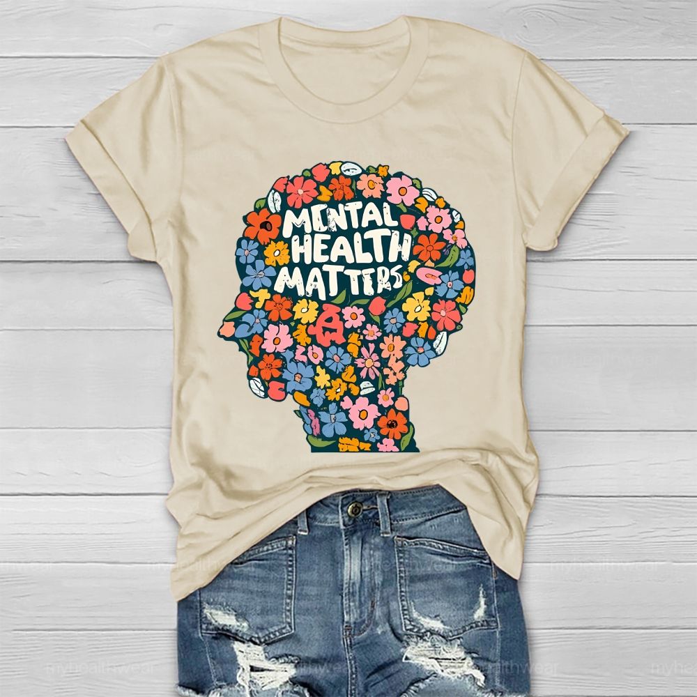 Mental Health Matters Flower Brain Healthwear T-shirt