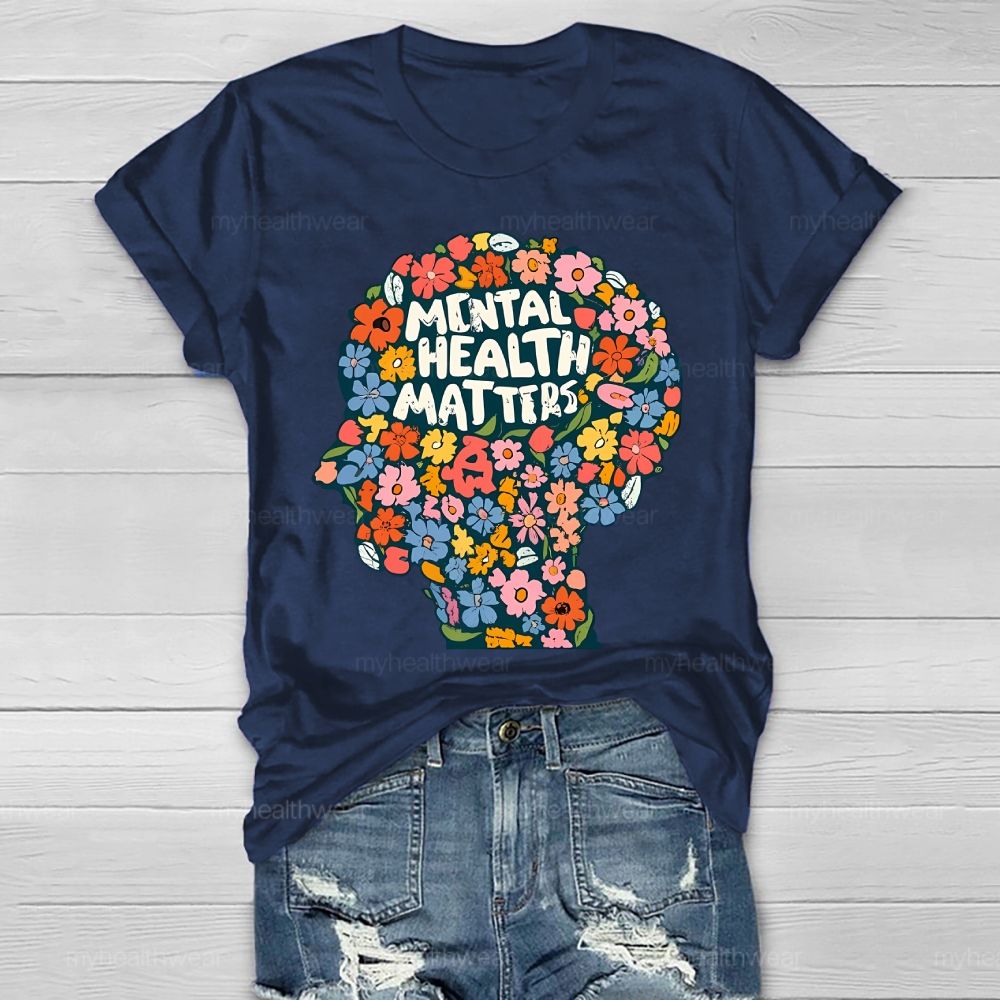 Mental Health Matters Flower Brain Healthwear T-shirt