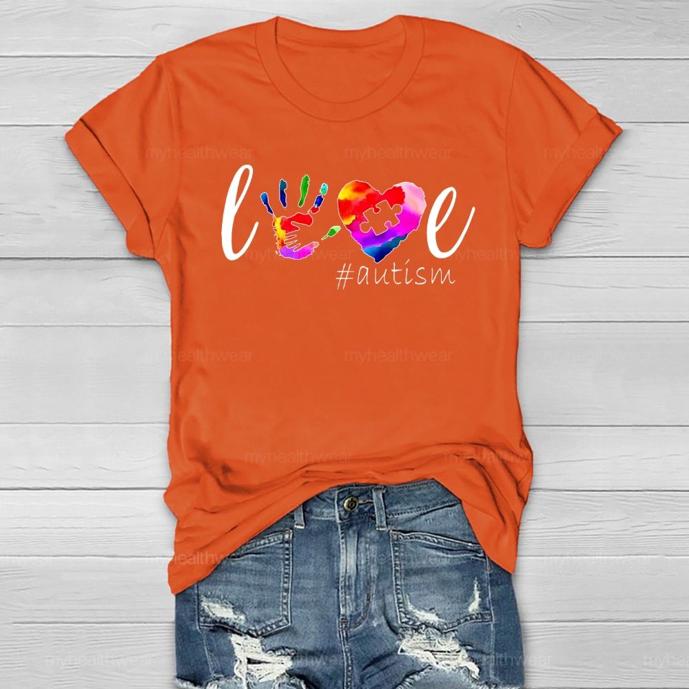 Love Autism Handprint Healthwear T-shirt