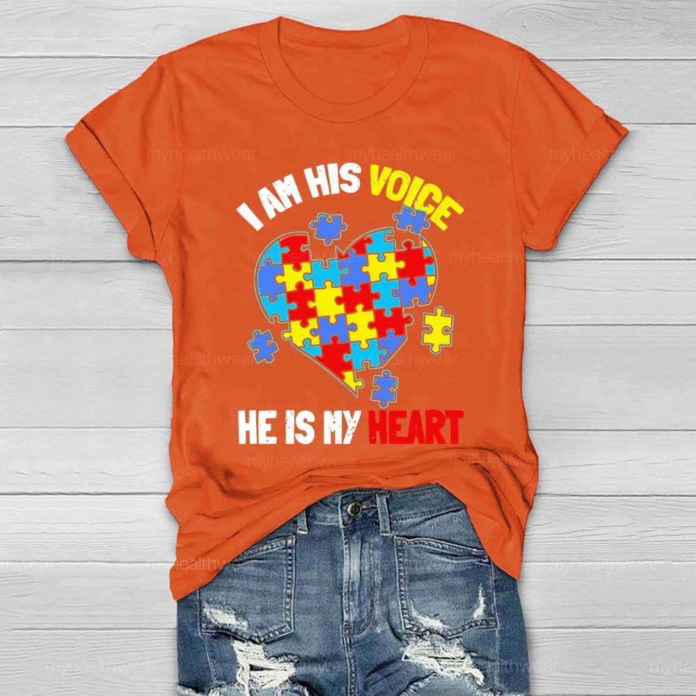 I Am His Voice He Is My Heart Autism Awareness  Healthwear T-shirt