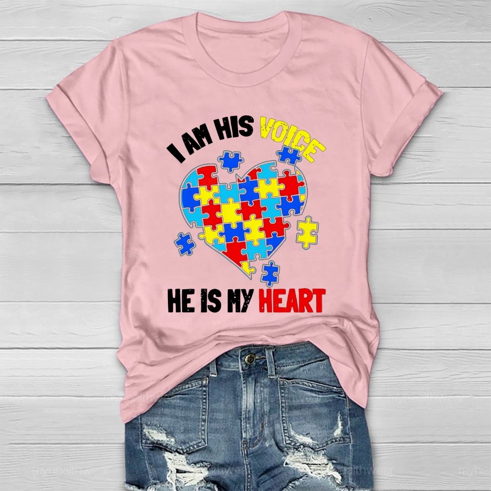 I Am His Voice He Is My Heart Autism Awareness  Healthwear T-shirt