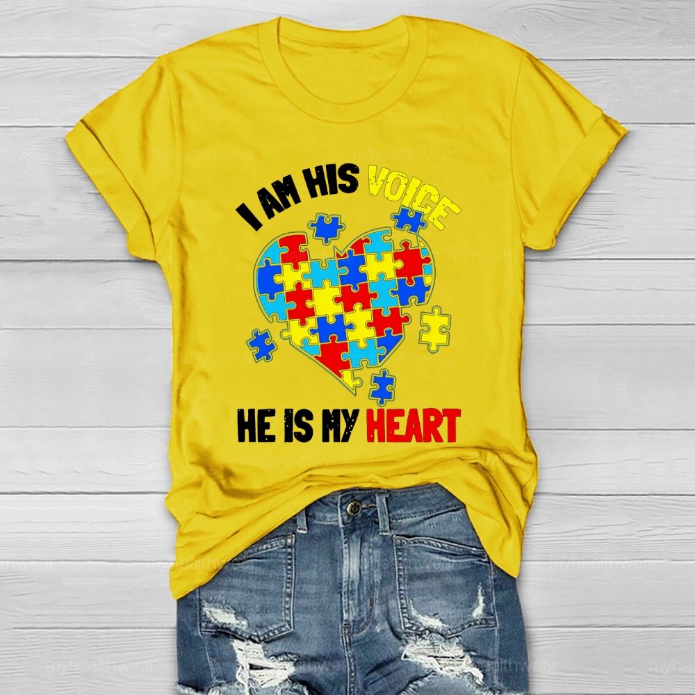 I Am His Voice He Is My Heart Autism Awareness  Healthwear T-shirt