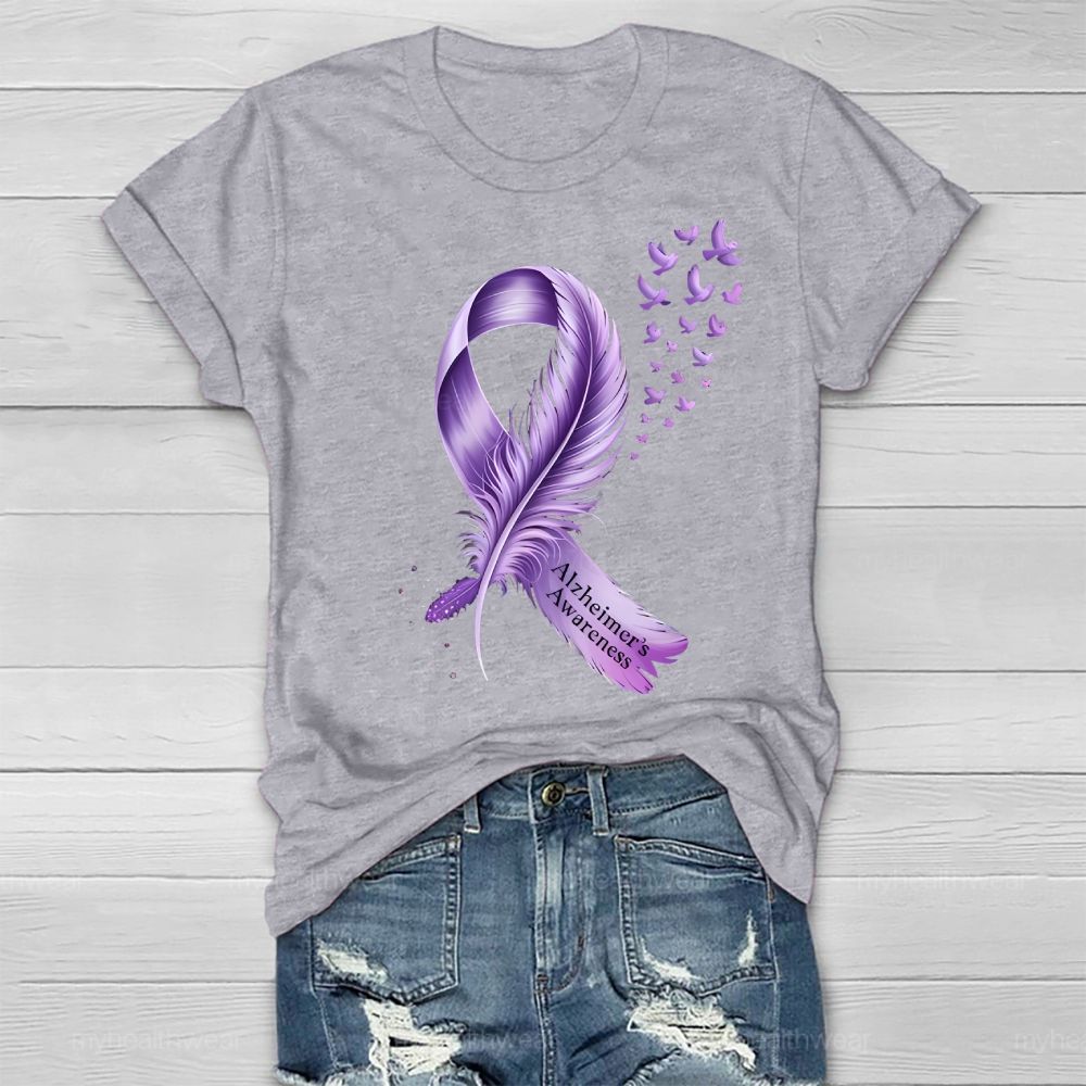 Alzheimer's Awareness Feather Healthwear T-shirt
