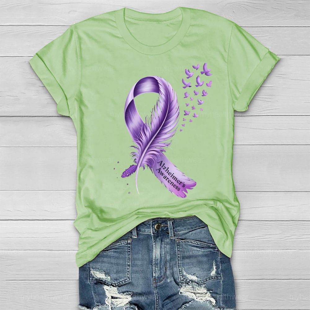 Alzheimer's Awareness Feather Healthwear T-shirt