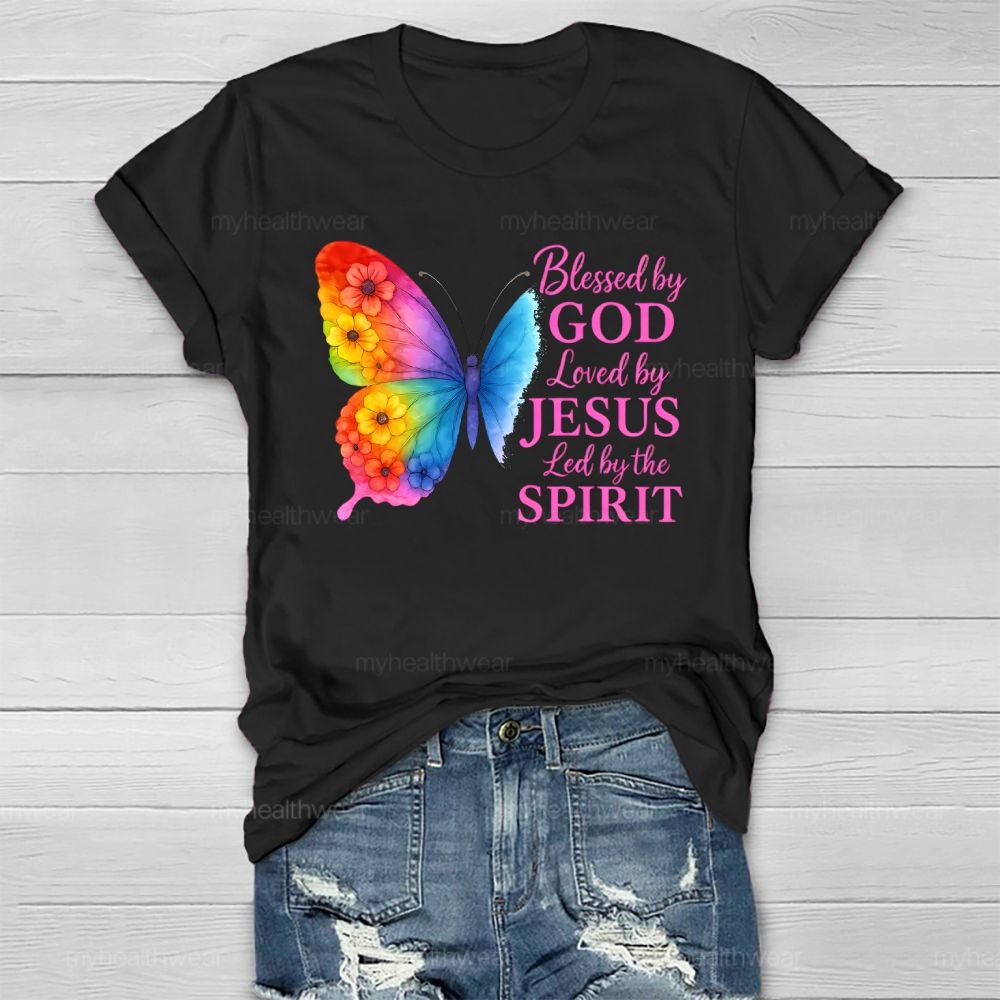 Blessed By God Loved By Jesus Led By The Spirit Healthwear T-shirt