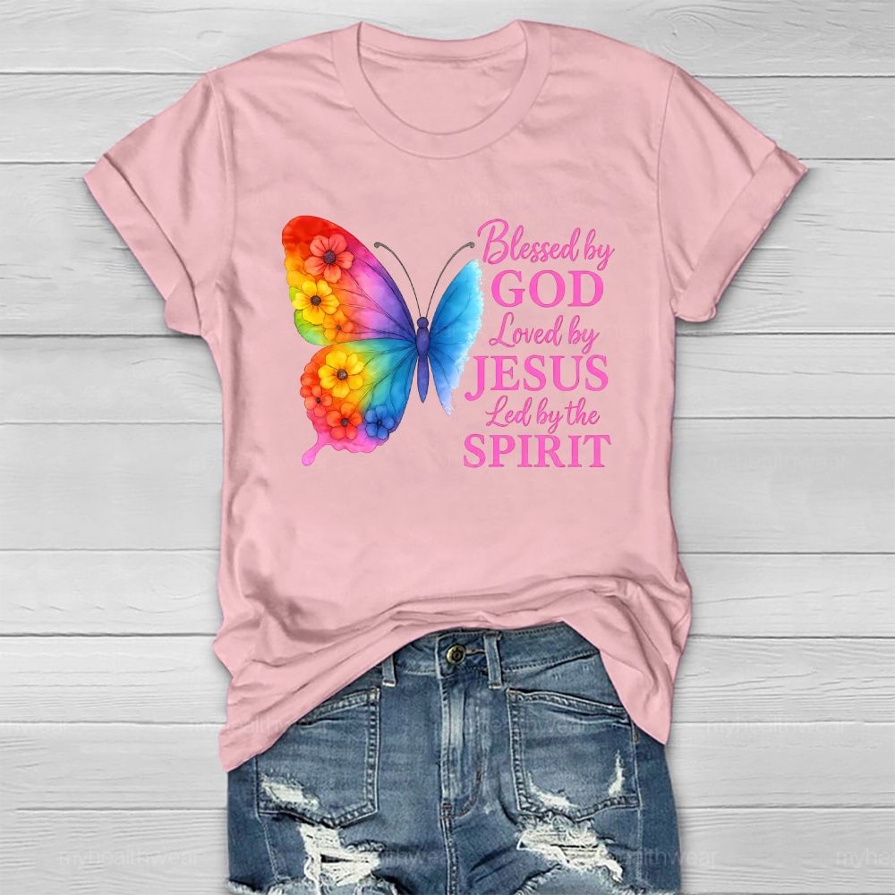 Blessed By God Loved By Jesus Led By The Spirit Healthwear T-shirt