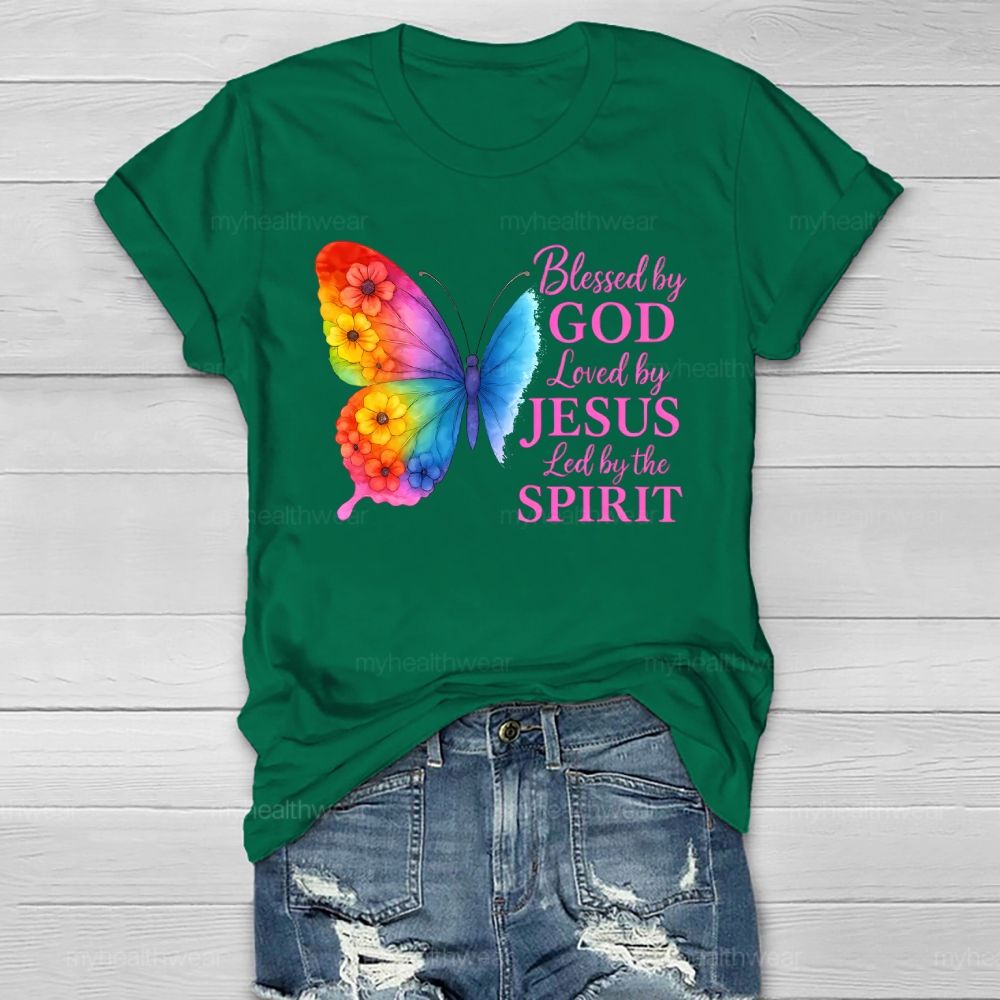Blessed By God Loved By Jesus Led By The Spirit Healthwear T-shirt
