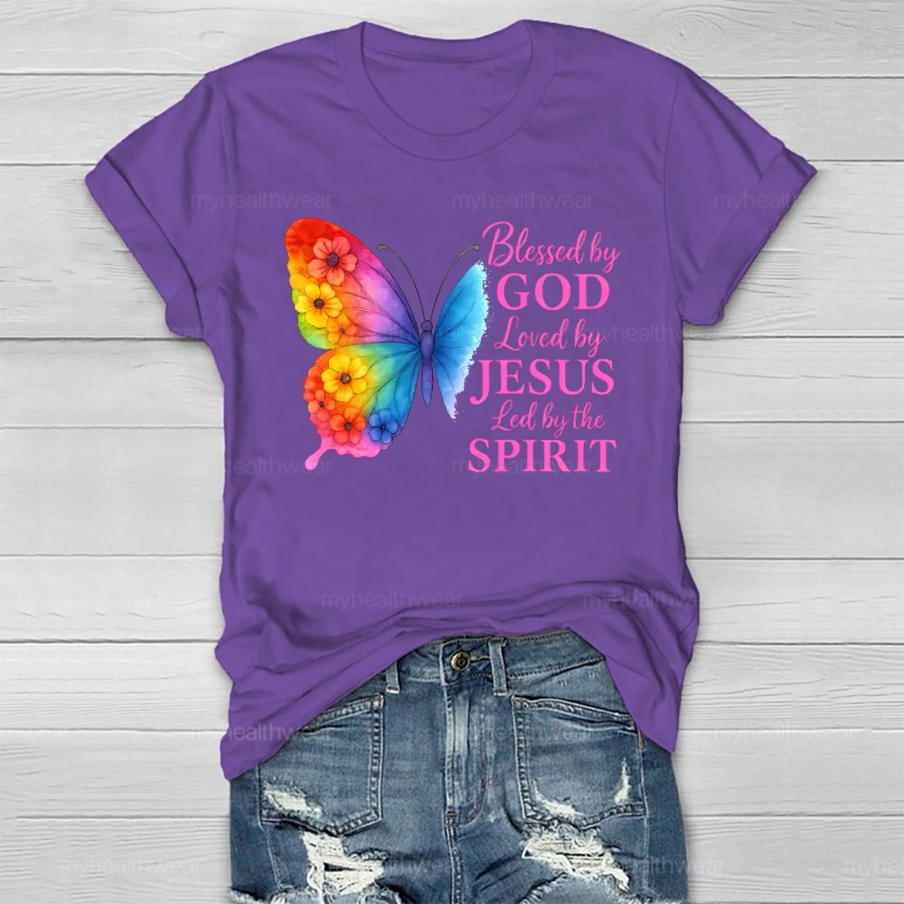 Blessed By God Loved By Jesus Led By The Spirit Healthwear T-shirt
