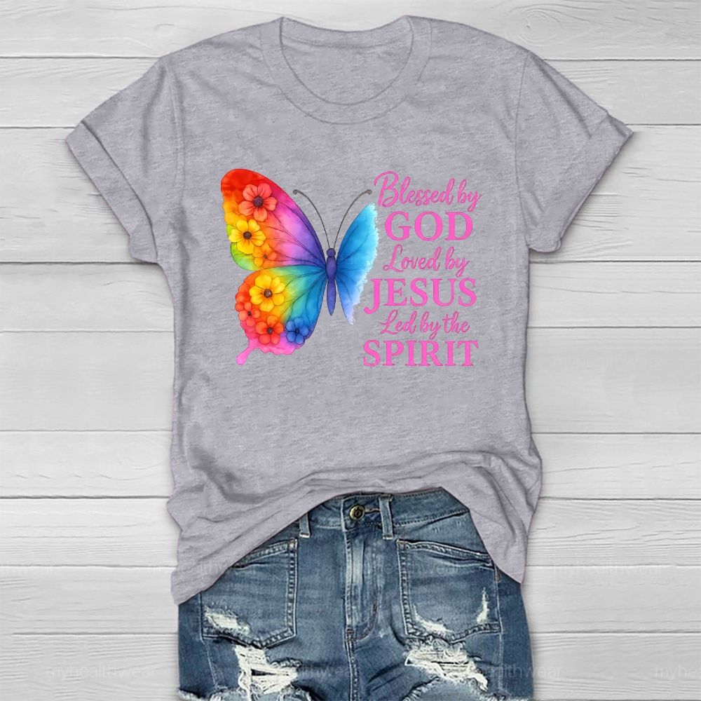 Blessed By God Loved By Jesus Led By The Spirit Healthwear T-shirt
