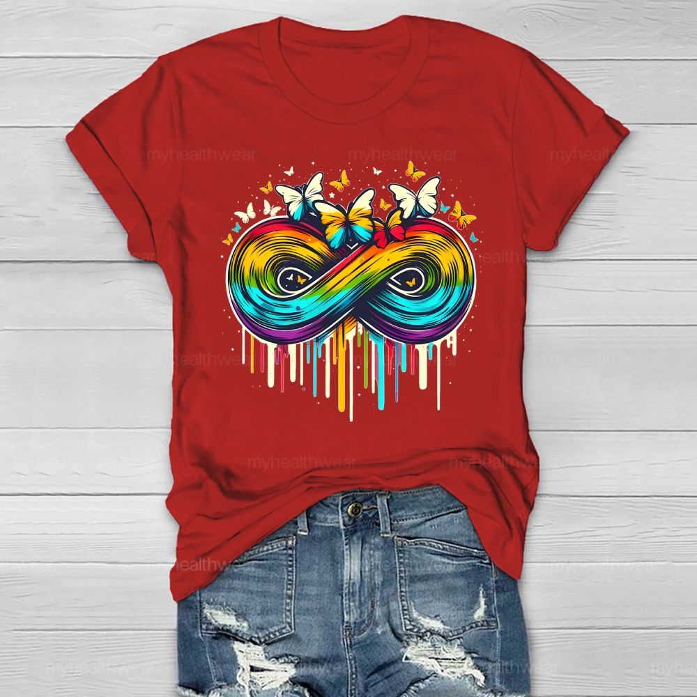 Colorful Infinity Symbol Butterfly Healthwear T-shirt