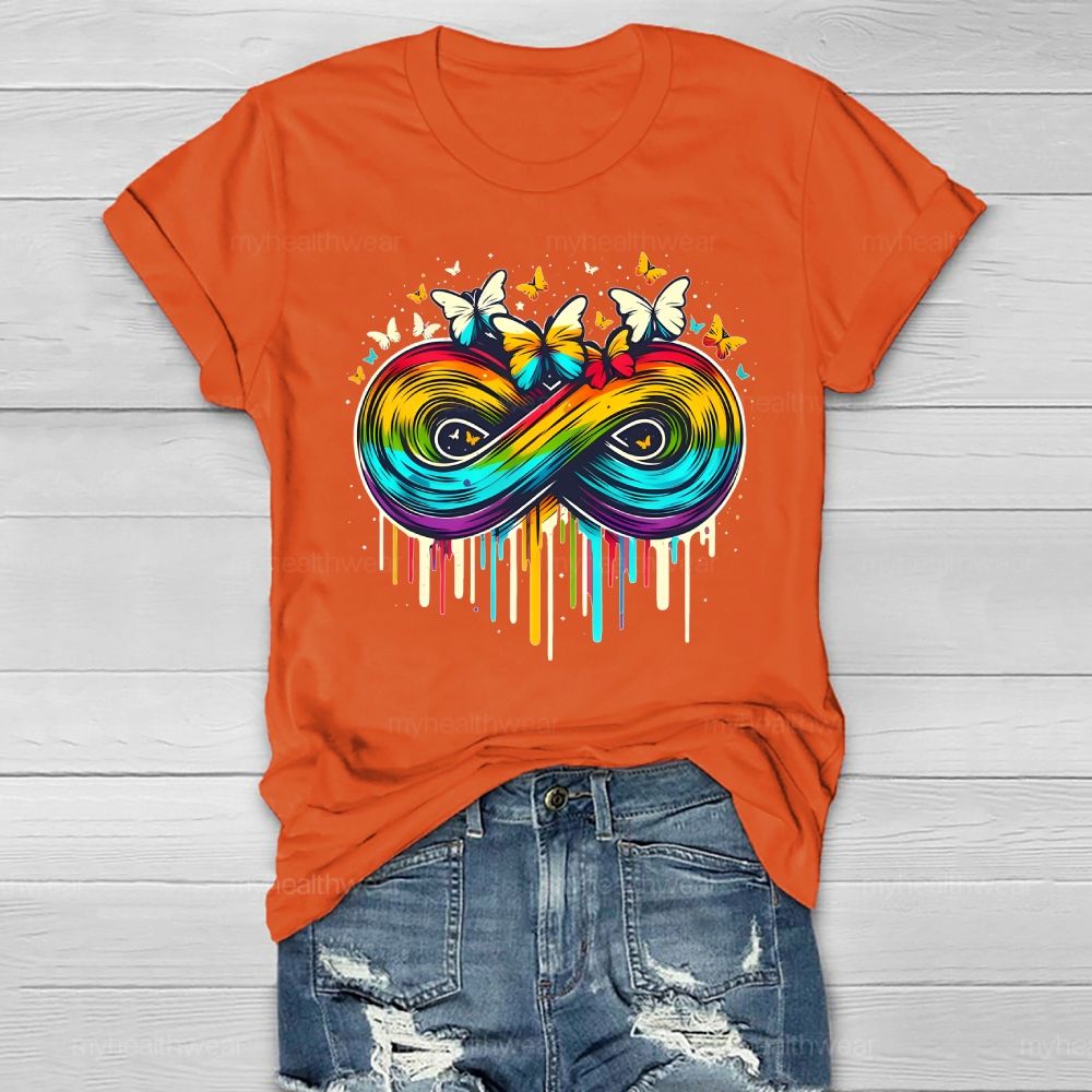 Colorful Infinity Symbol Butterfly Healthwear T-shirt