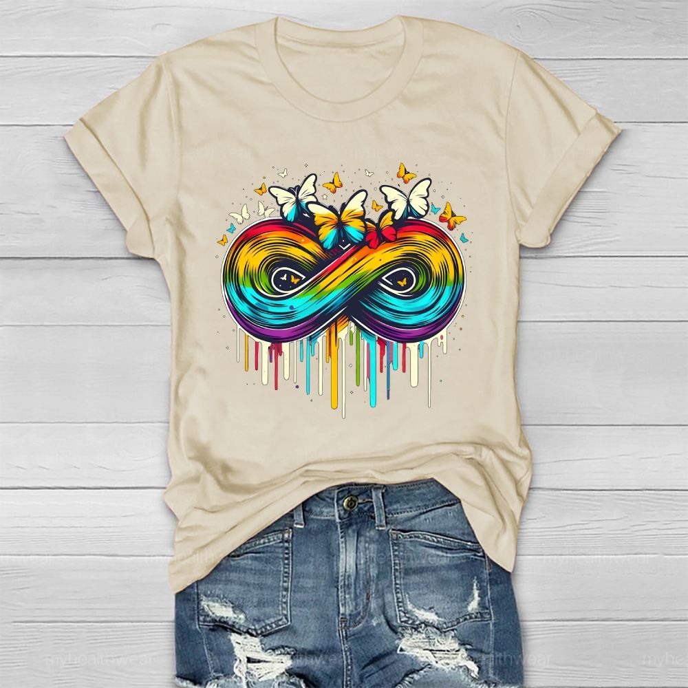 Colorful Infinity Symbol Butterfly Healthwear T-shirt