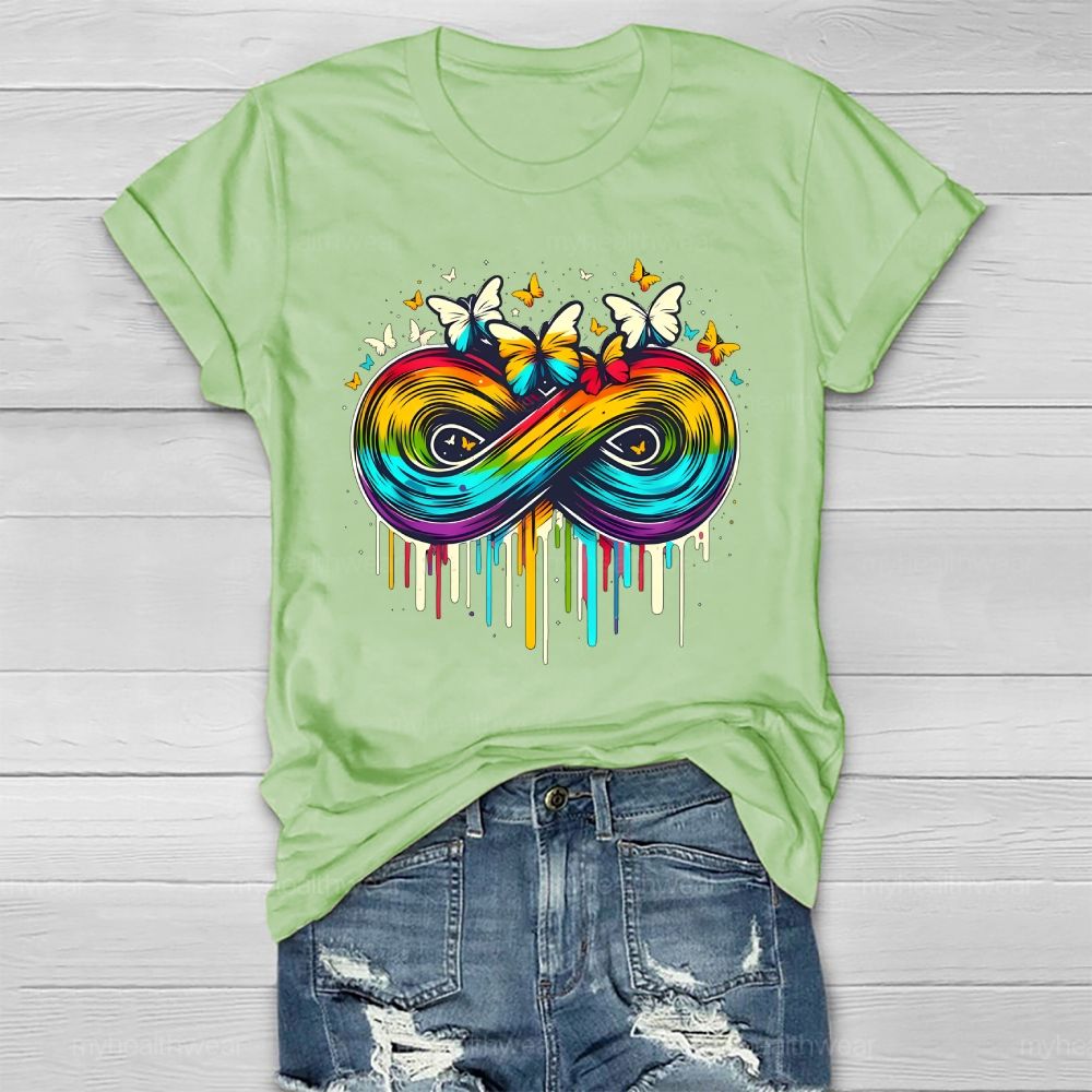 Colorful Infinity Symbol Butterfly Healthwear T-shirt