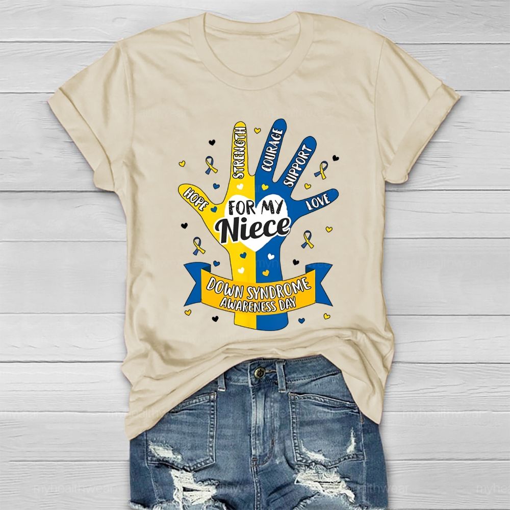 Personalized Love Support For My Niece Down Syndrome Awareness Healthwear T-shirt