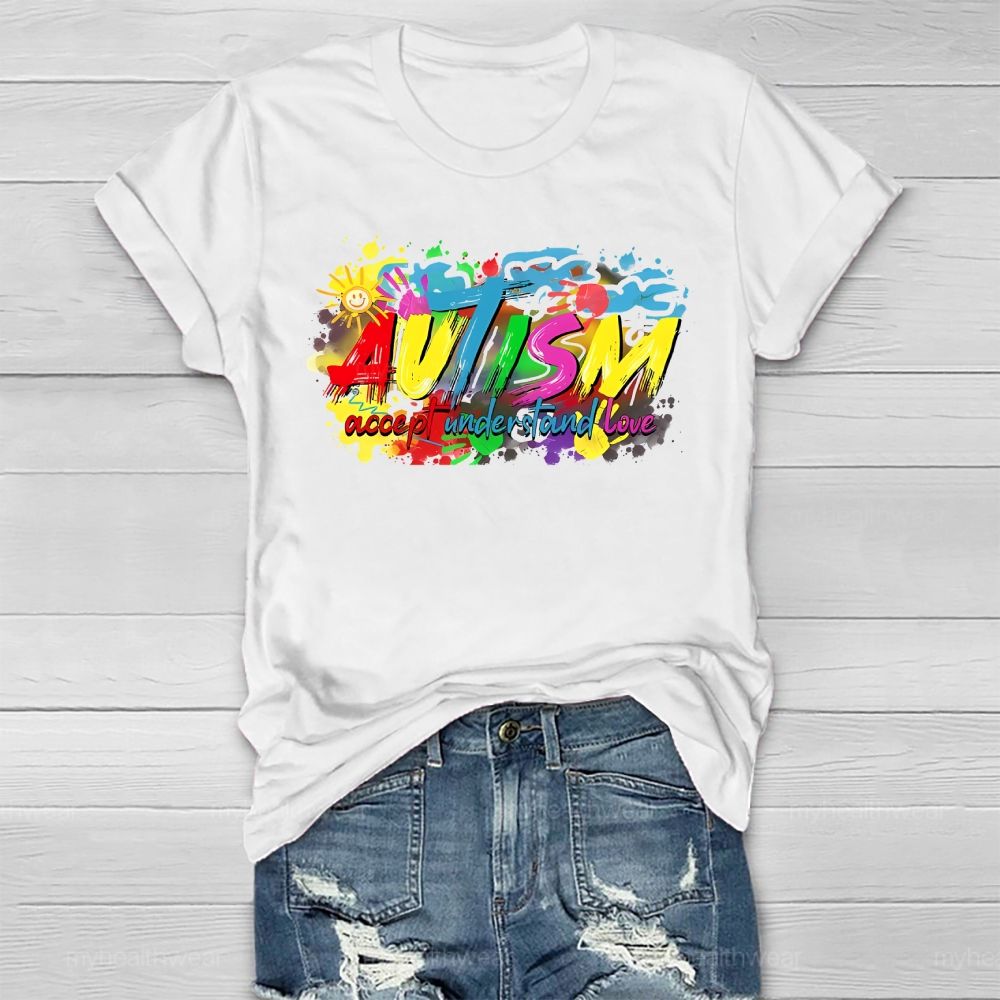 Autism Awareness Accept Understand Love Colorful Letters Healthwear T-shirt