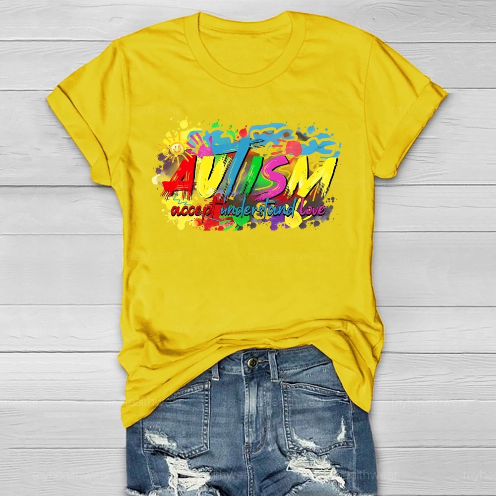 Autism Awareness Accept Understand Love Colorful Letters Healthwear T-shirt