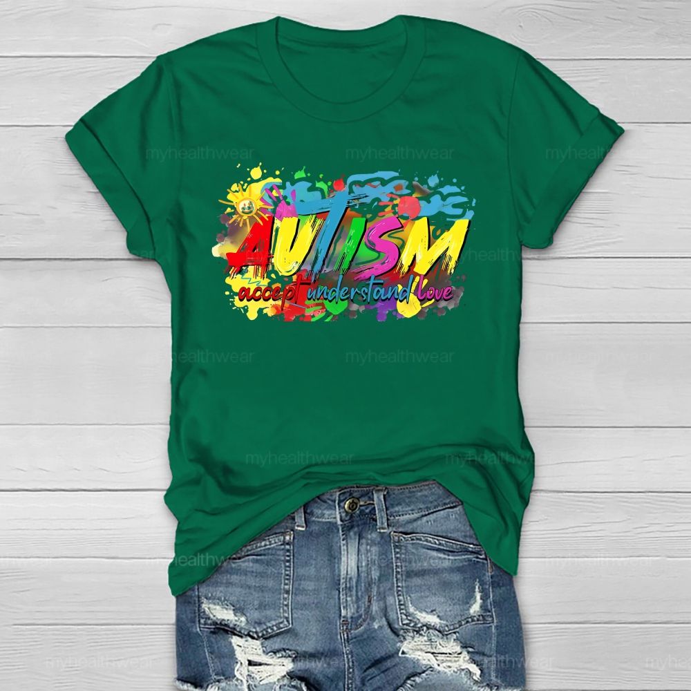 Autism Awareness Accept Understand Love Colorful Letters Healthwear T-shirt
