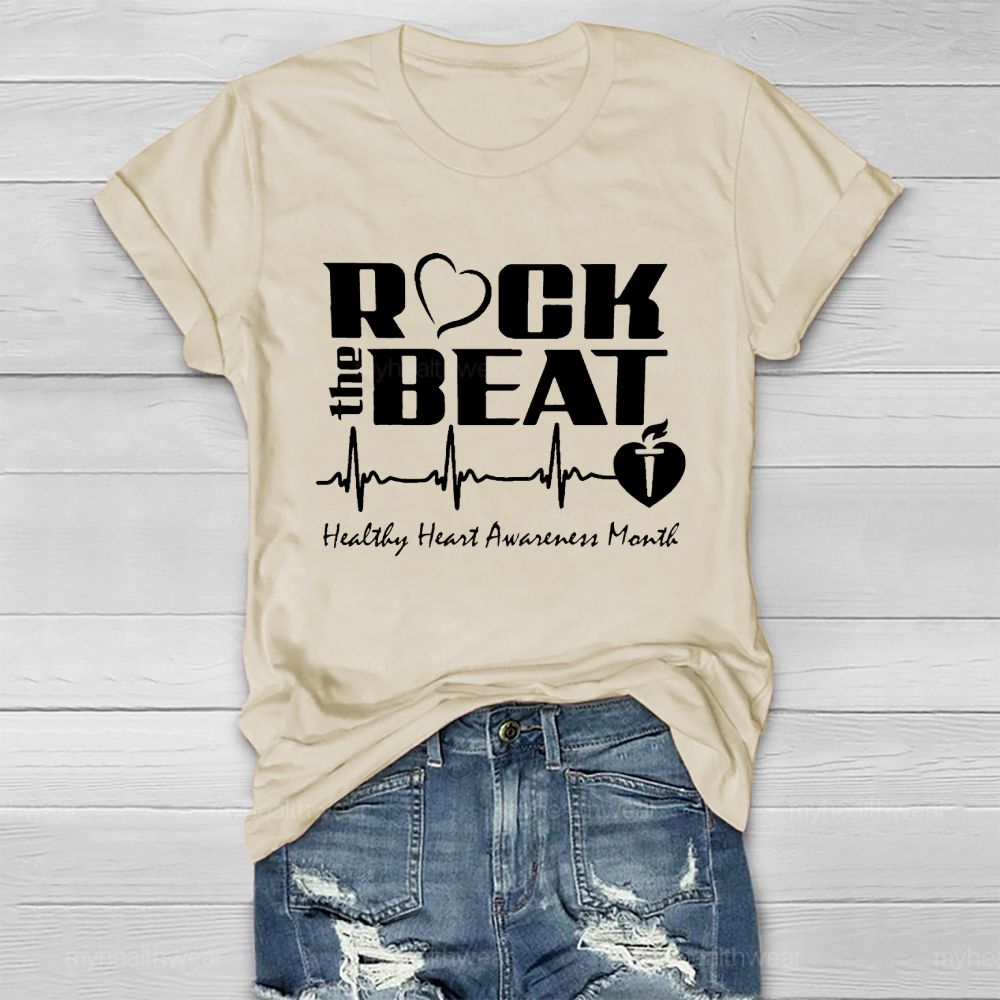 Rock The Beat Healthy Heart Awareness Month   Healthwear T-shirt