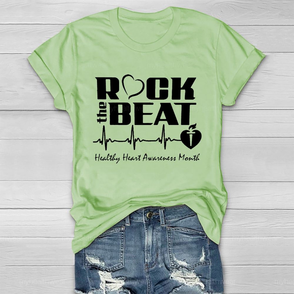 Rock The Beat Healthy Heart Awareness Month   Healthwear T-shirt