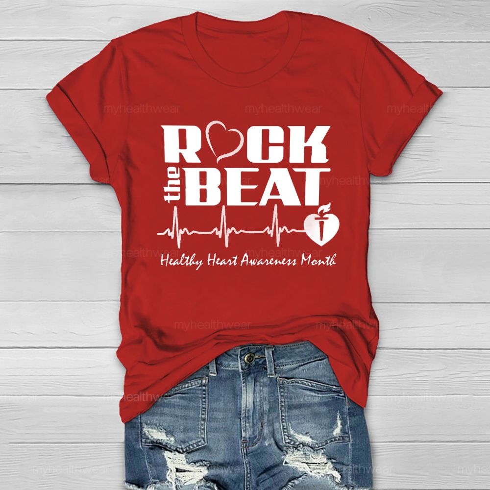 Rock The Beat Healthy Heart Awareness Month   Healthwear T-shirt
