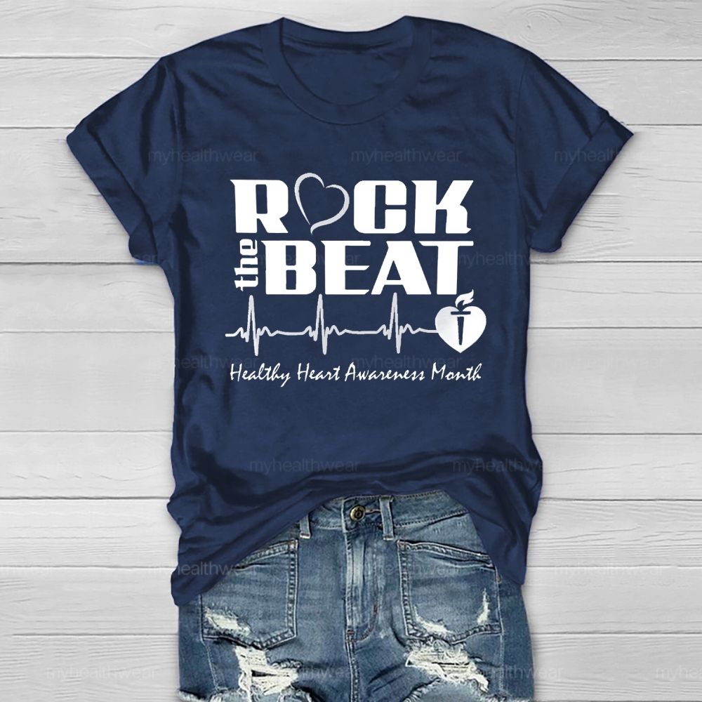 Rock The Beat Healthy Heart Awareness Month   Healthwear T-shirt