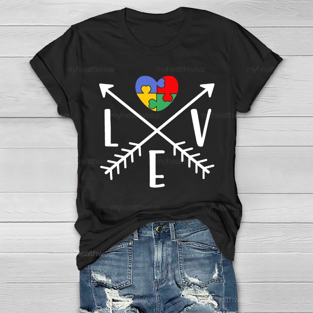 Love Heart Puzzle Autism Healthwear T-shirt