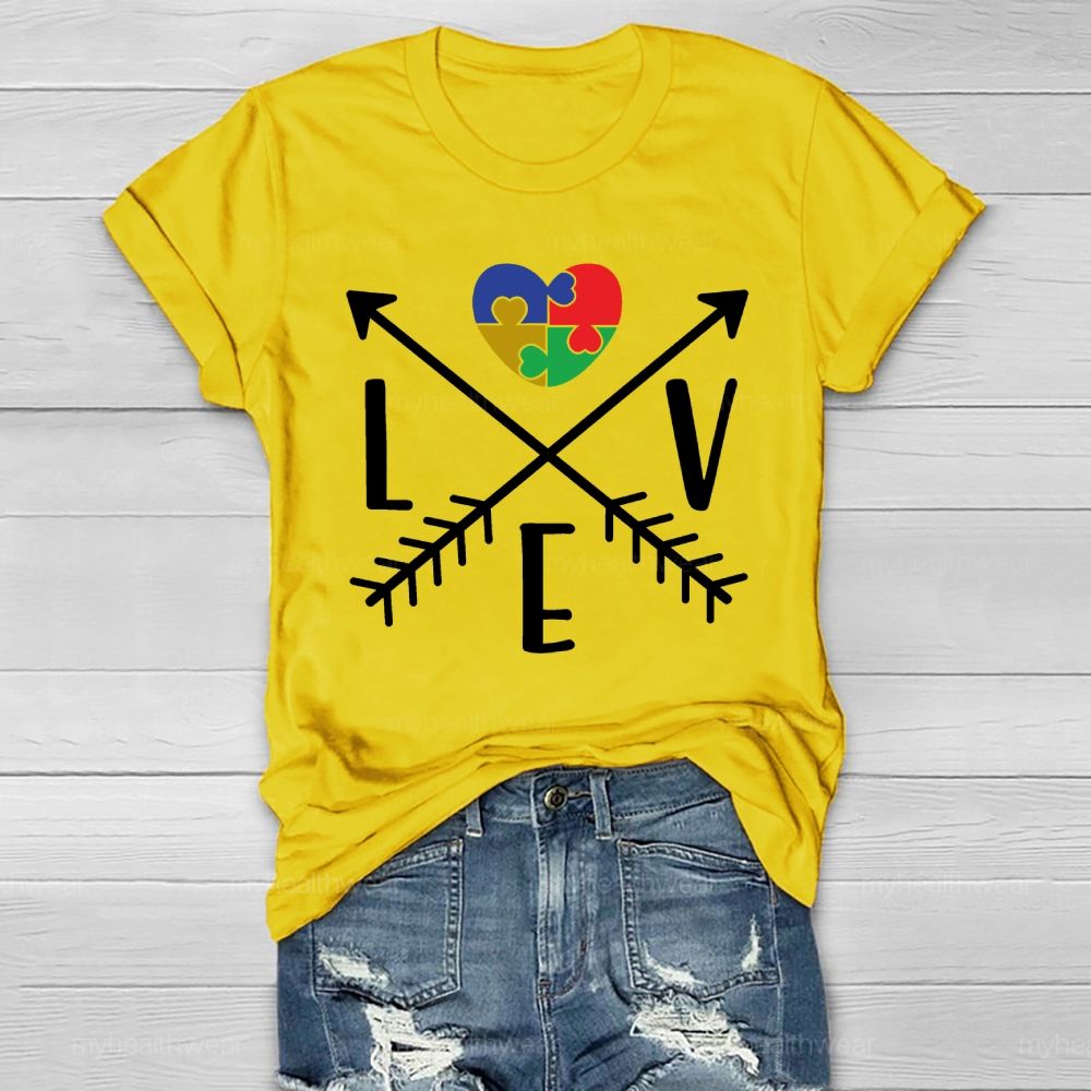 Love Heart Puzzle Autism Healthwear T-shirt