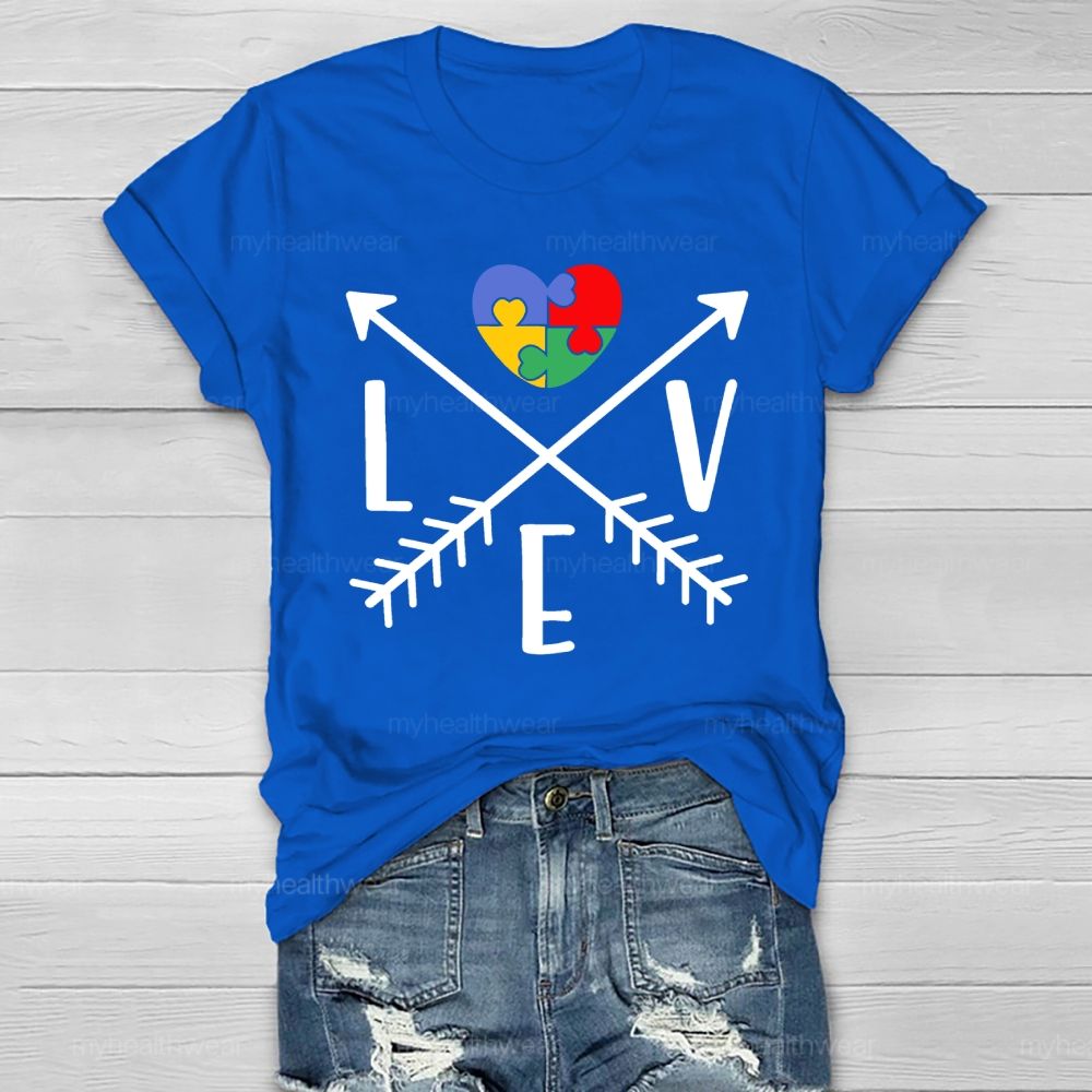 Love Heart Puzzle Autism Healthwear T-shirt
