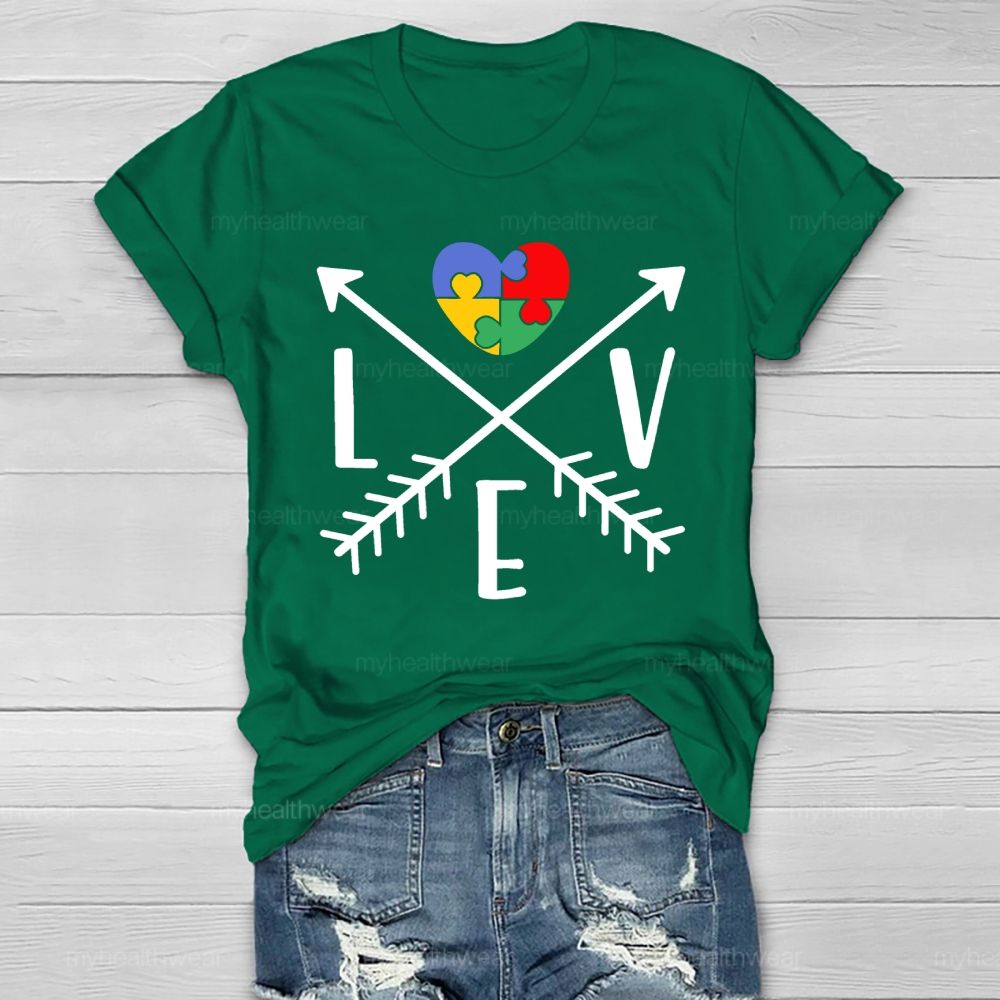Love Heart Puzzle Autism Healthwear T-shirt