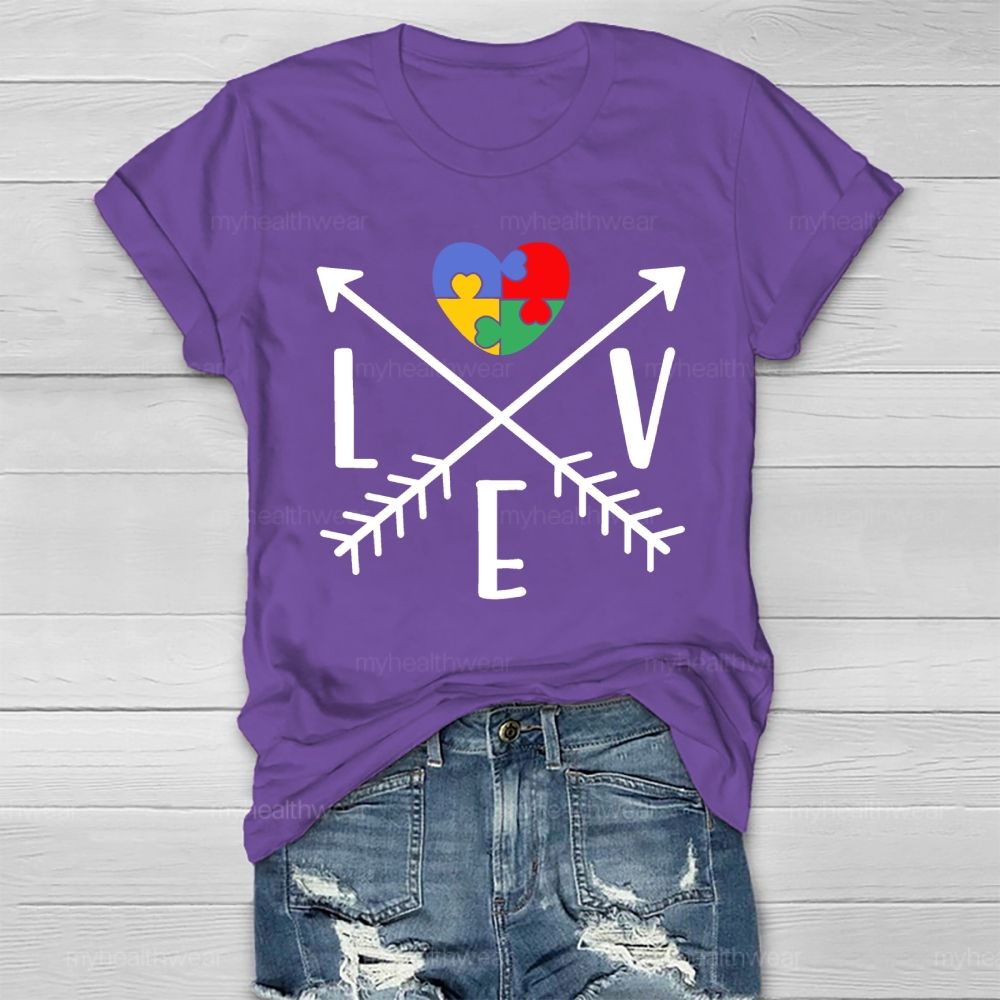 Love Heart Puzzle Autism Healthwear T-shirt