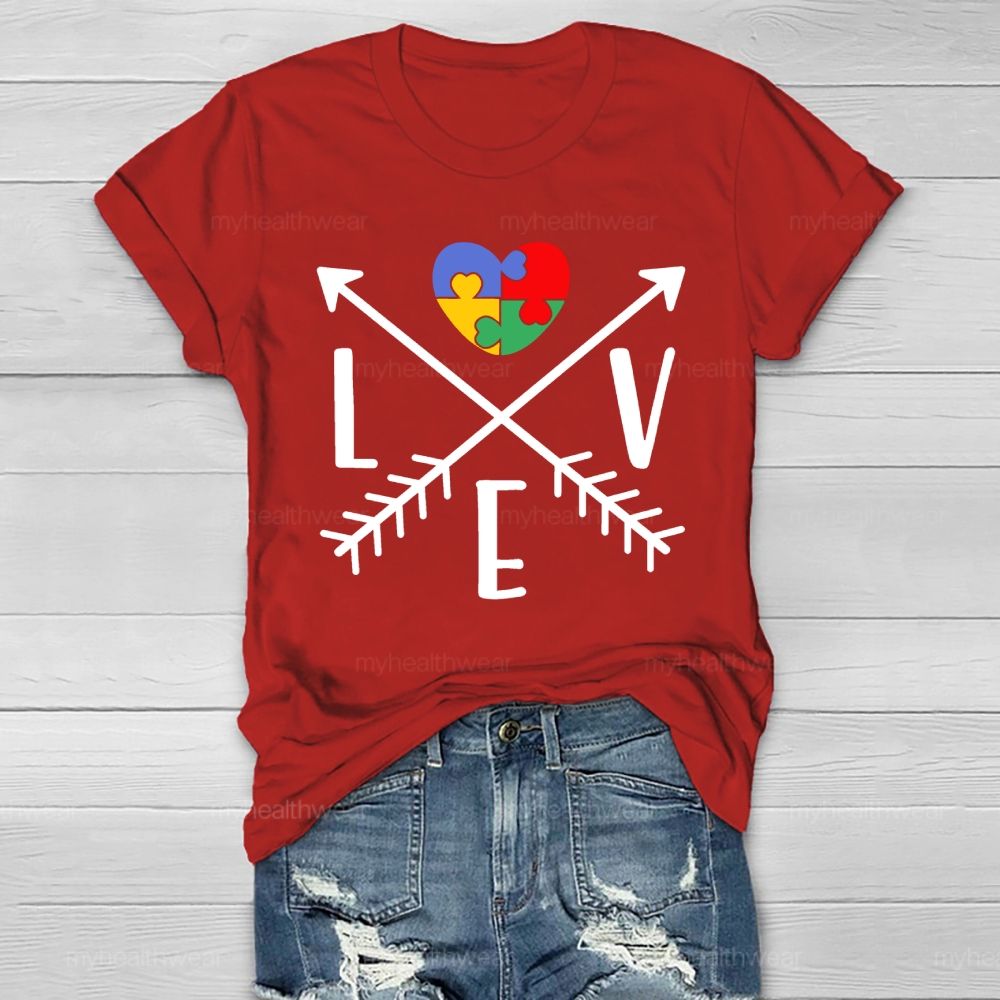 Love Heart Puzzle Autism Healthwear T-shirt