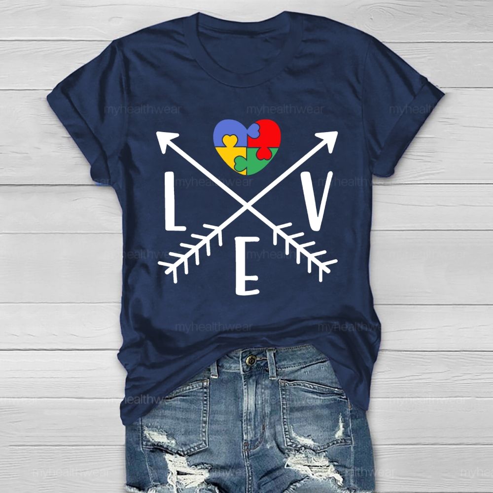 Love Heart Puzzle Autism Healthwear T-shirt