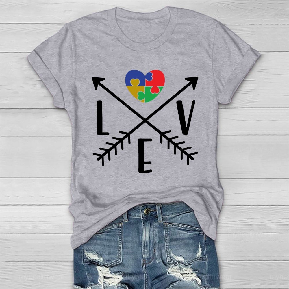 Love Heart Puzzle Autism Healthwear T-shirt