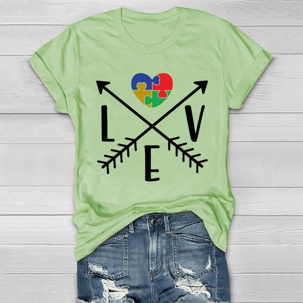 Love Heart Puzzle Autism Healthwear T-shirt