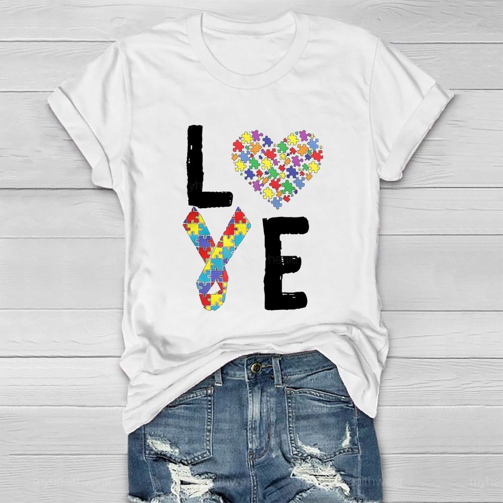 Love Puzzle Ribbon Healthwear T-shirt