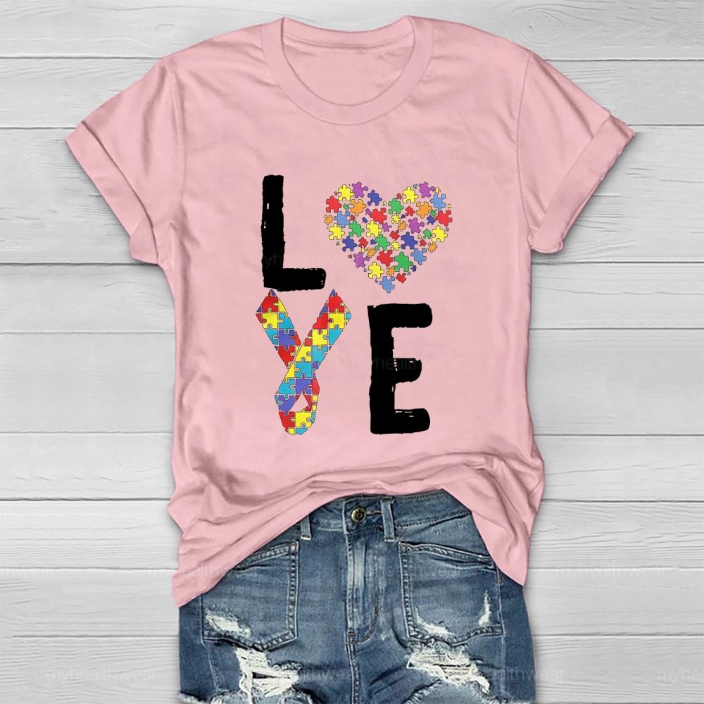 Love Puzzle Ribbon Healthwear T-shirt