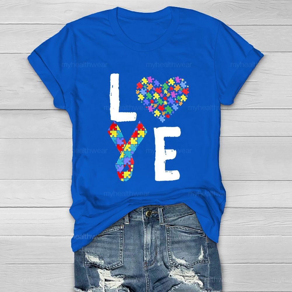 Love Puzzle Ribbon Healthwear T-shirt