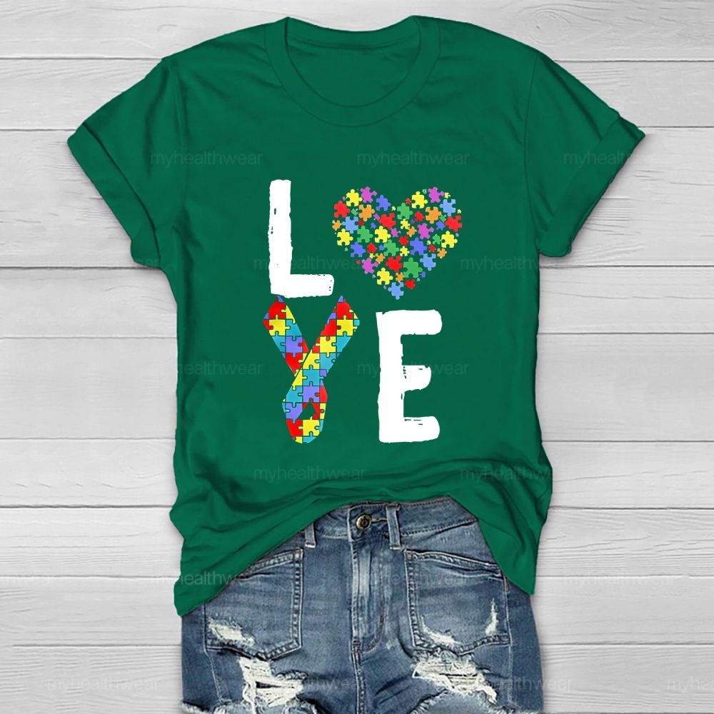 Love Puzzle Ribbon Healthwear T-shirt