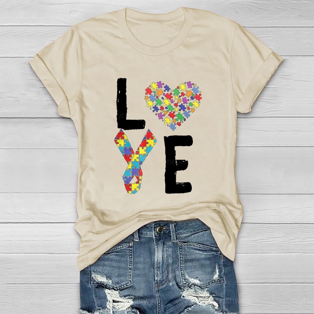 Love Puzzle Ribbon Healthwear T-shirt