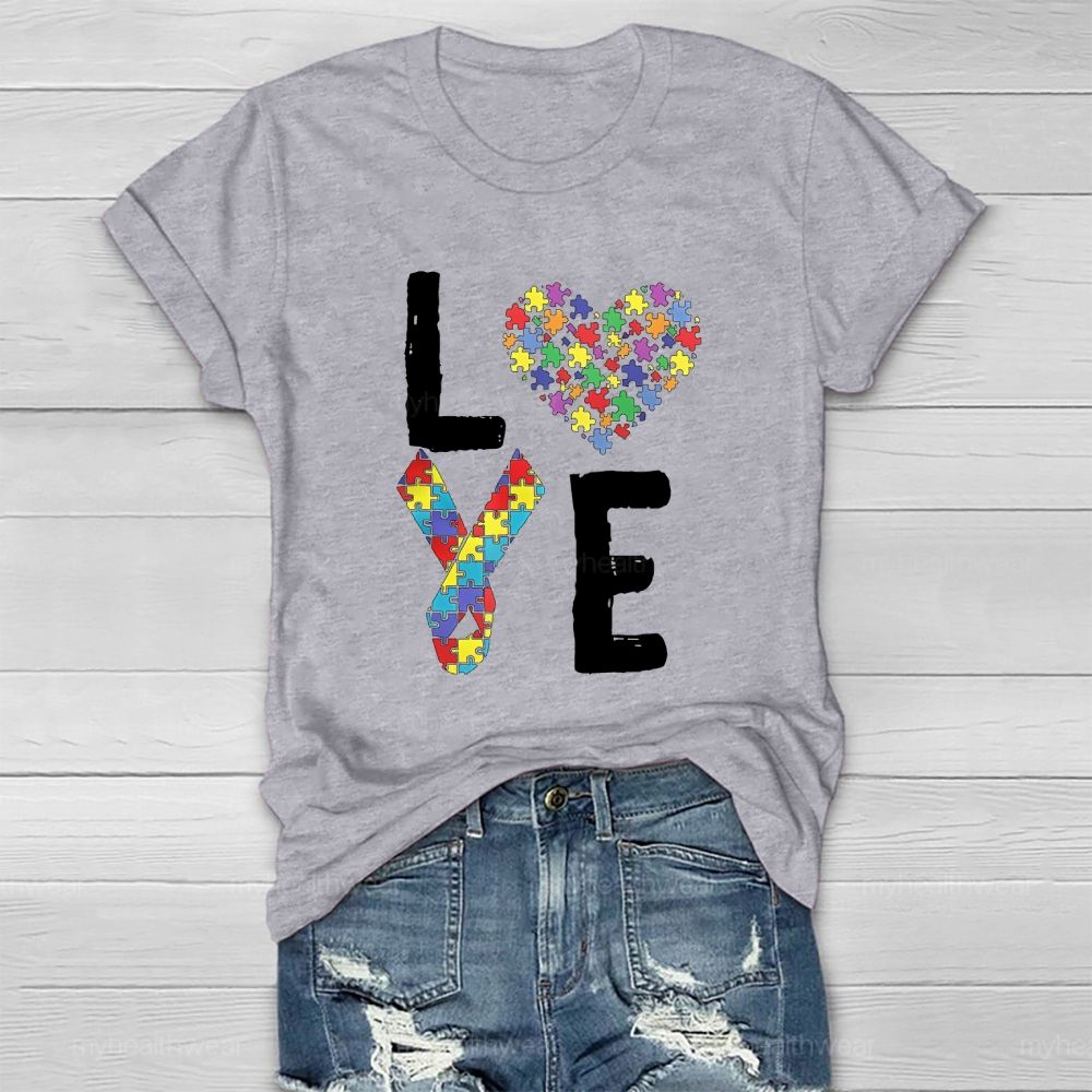 Love Puzzle Ribbon Healthwear T-shirt