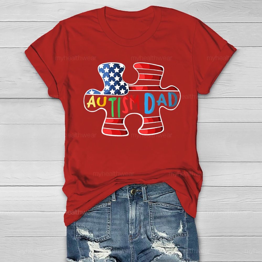 Personalized Autism Dad Puzzle Healthwear T-shirt